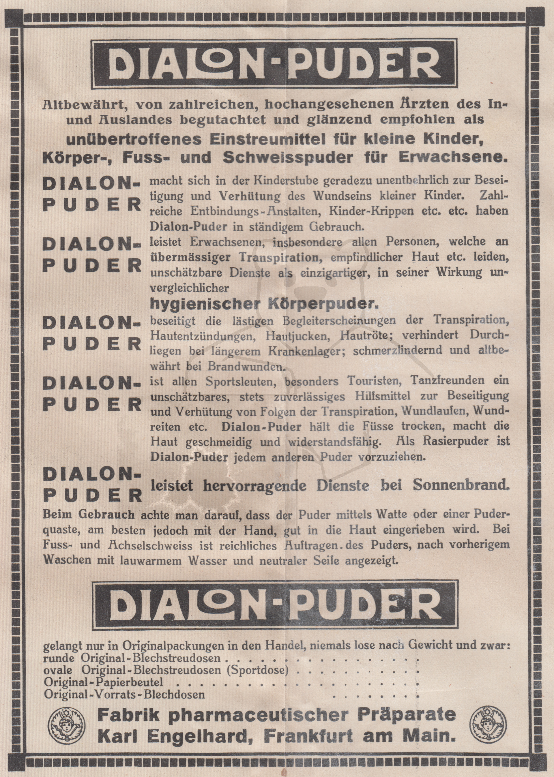 Dialon Engelhard's Antiseptisches Kinder-Körper-Fuss Puder